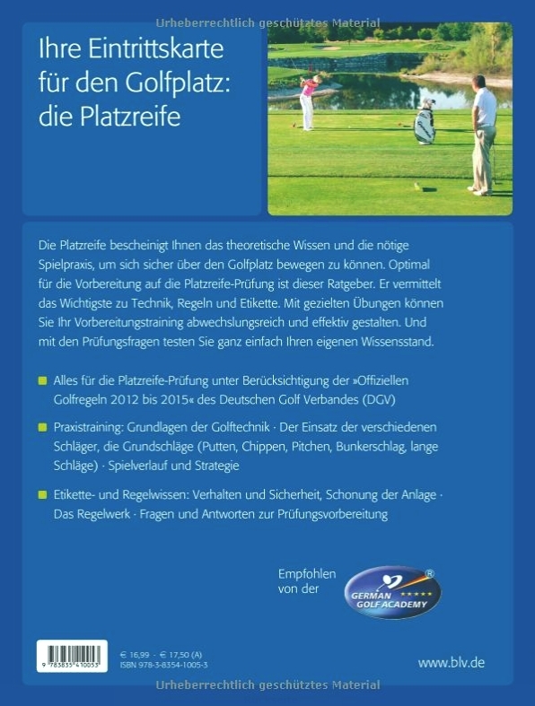 Golf Die Platzreife - das Buch